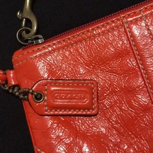 Orange Coach Wristlet Small Leather like New
